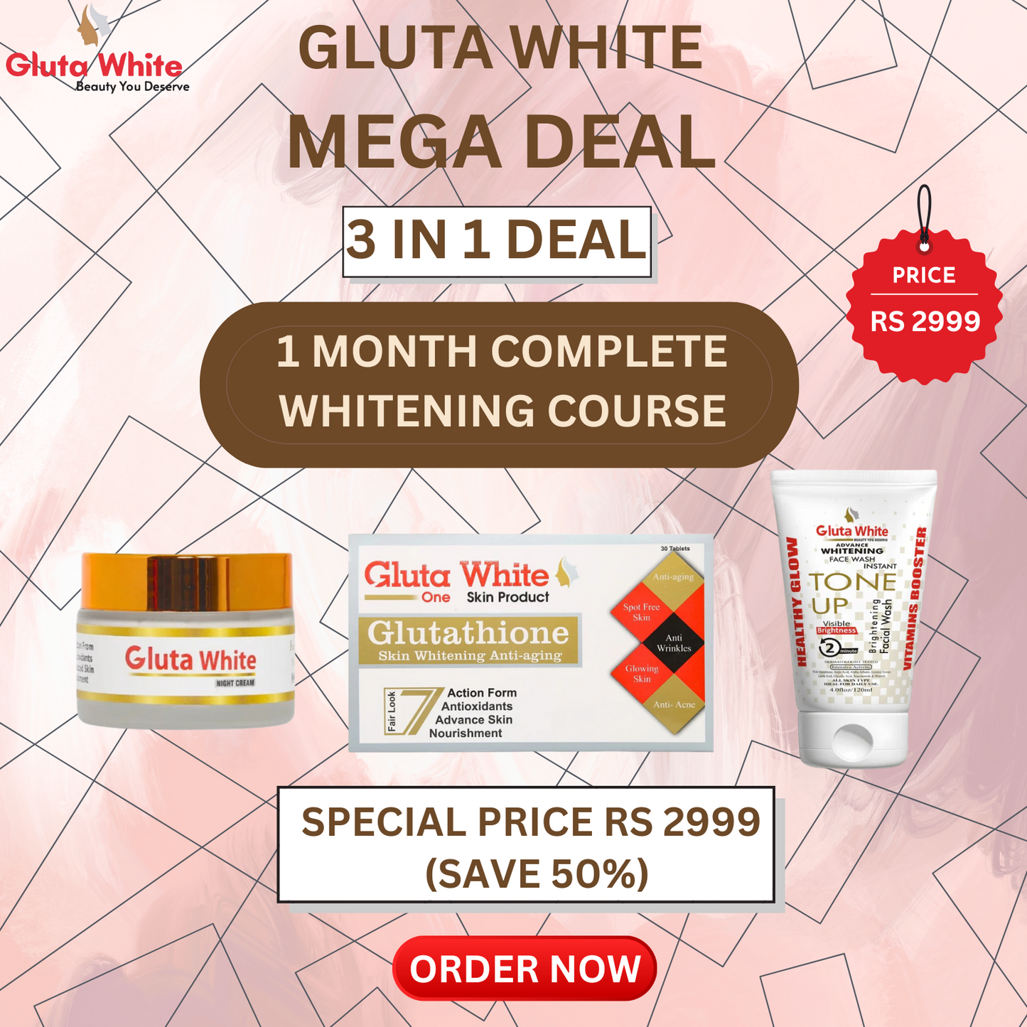 Gluta White 3 IN 1 Mega Deal (1 Month Whitening Course)